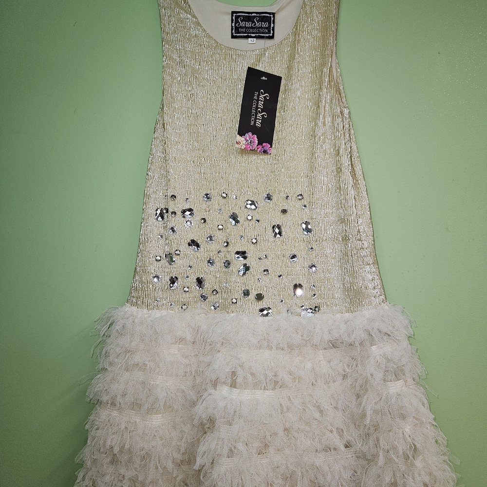Sara Sara Gold and Cream Formal Kids Dress